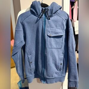 Zip-Up Hooded Sweatshirt in Dusty Blue